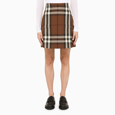 BURBERRY SHORT BROWN CHECK SKIRT