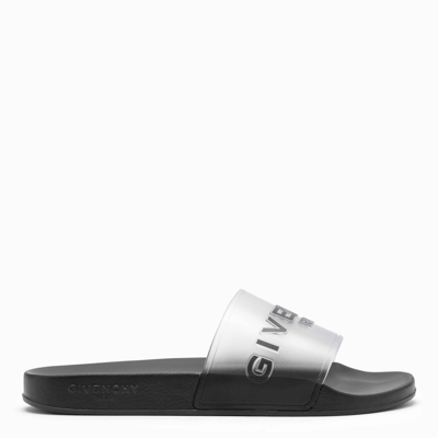 Givenchy Black/trasparent Slide Slippers With Logo In White