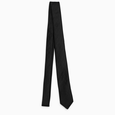 Saint Laurent Black Silk Monogram Jacquard Tie