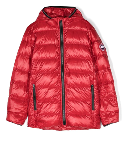 Canada Goose Teen Red Crofton Hooded Quilted Jacket