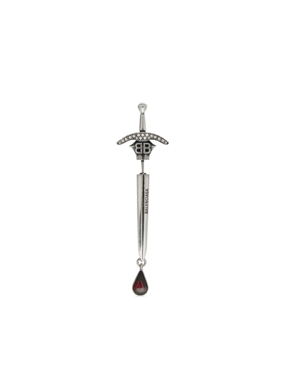 Balenciaga Sword-charm Detail Earring In Silver