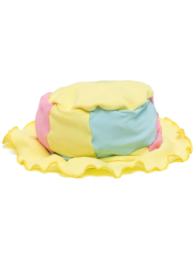 Sherris Bathing Panelled Upcycled Bucket Hat In Yellow