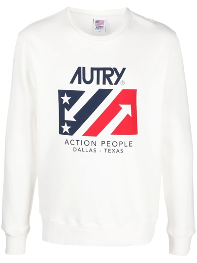 Autry Logo-print Cotton Sweatshirt In White