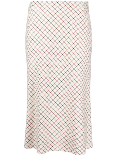 Maison Margiela Check-pattern Mid-length Skirt In White