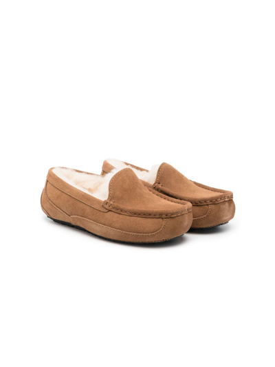 Ugg Kids' Shearling-lined Suede Loafers In Brown