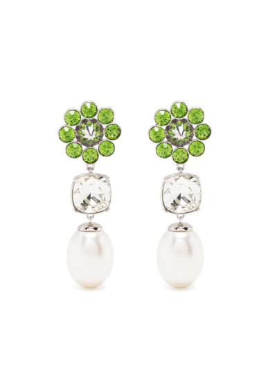 Shrimps Terry Faux Pearl-embellished Earrings In Green