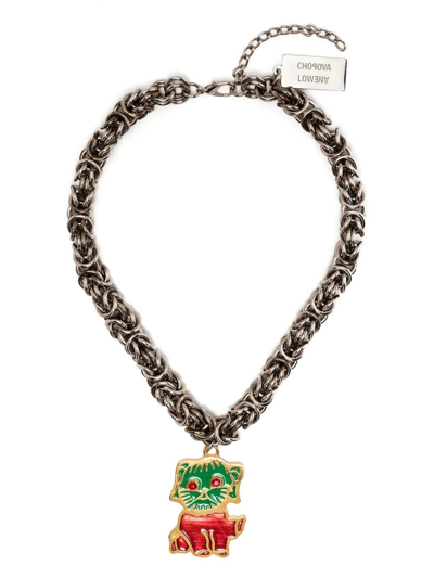 Chopova Lowena Silver Puppy Pendant Necklace