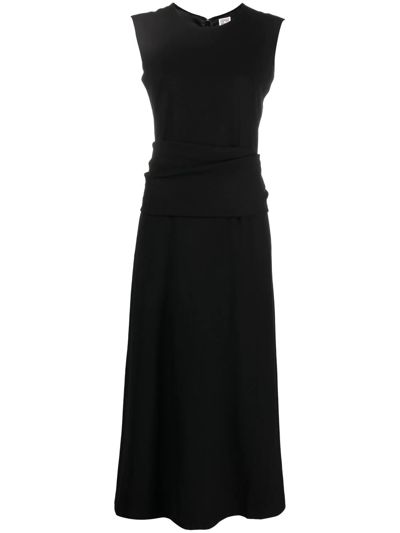 Totême Black Layered Maxi Dress In 001 Black