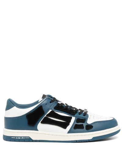 Amiri Skel Bones Low Top Leather Sneakers In Blue