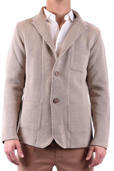 Albarena Men's Beige Wool Blazer In Brown