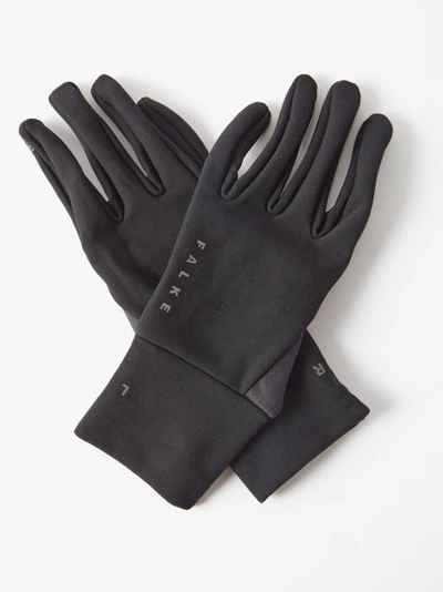 Falke Logo-print Running Gloves In Black