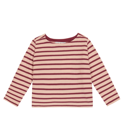 Molo Kids' Rafina Striped Cotton Top In Velvety Rose Stripe