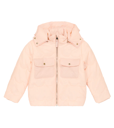 Chloé Kids' Scalloped Padded Puffer Coat In Pink