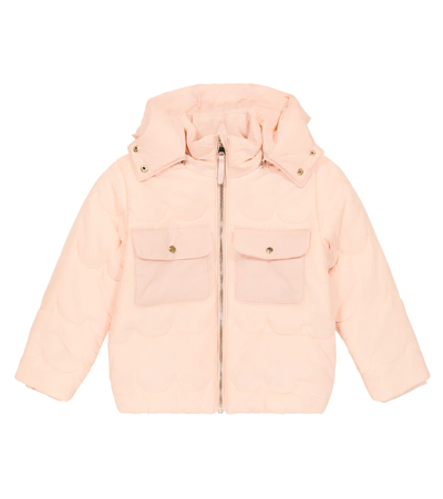 Chloé Kids' 扇贝边填充蓬松外套 In Pink