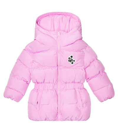 Off-white Kids' Logo Puffer Coat In Pink White