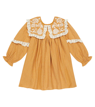 Louise Misha Kids' Checked Cotton Dress In Cinnamon