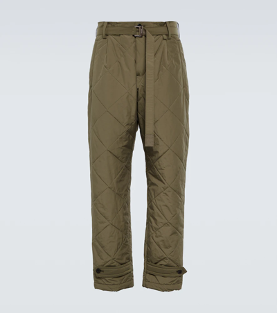 Sacai Quilted Technical Pants In Khaki
