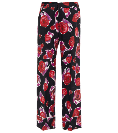 Marni Floral Pattern Wide Leg Trousers In Multicolour