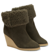 Isabel Marant Totam 90 Shearling And Leather Boots In Khaki