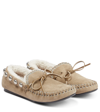 Isabel Marant Faomee Shearling-lined Studded Suede Moccasins In Taupe