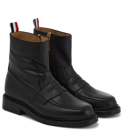 Thom Browne Leather Ankle Boots In Black