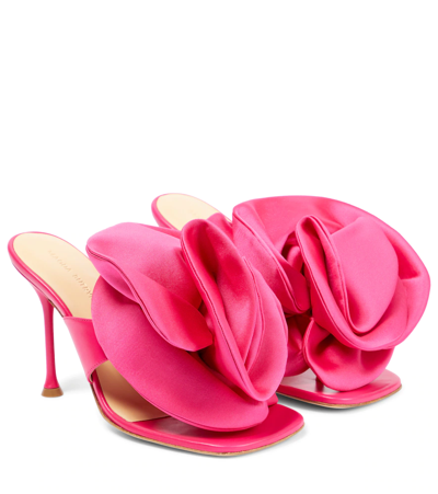 Magda Butrym 100mm Flower Leather Sandals In Pink