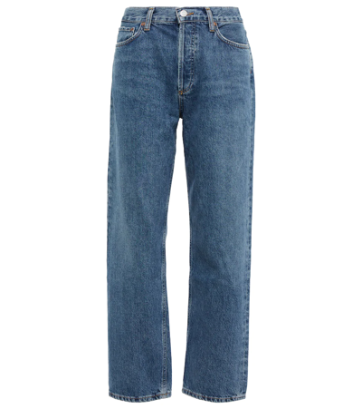 Agolde Wyman Straight-leg Low-rise Organic-denim Jeans In Blue