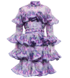 Zimmermann Celestial Printed Silk And Linen Minidress In Violet Kaleidoscope