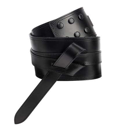 Isabel Marant Moshy Knot Leather Pull-through Belt In Black