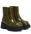 MARNI SNAKE-EFFECT LEATHER ANKLE BOOTS