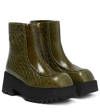 Marni Chunky Croc-effect Leather Chelsea Boots In Dark Teal