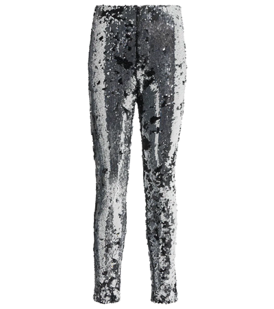 Isabel Marant Black And Silver Madilio Sequinned Leggings In Metallic