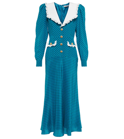alessandra rich blue polka dot dress Alessandra Rich Polka-dot Silk Draped Mini  Runway Catalog