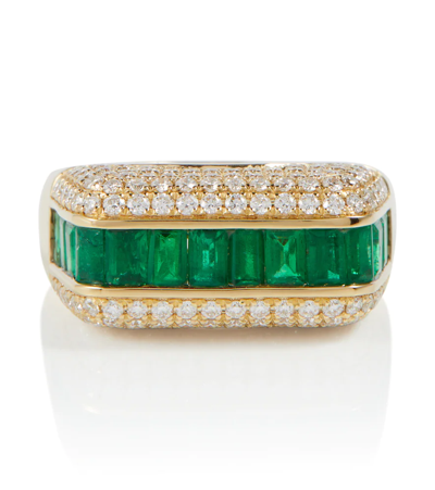 Rainbow K Empress 18kt Gold Ring With Emeralds And Diamonds