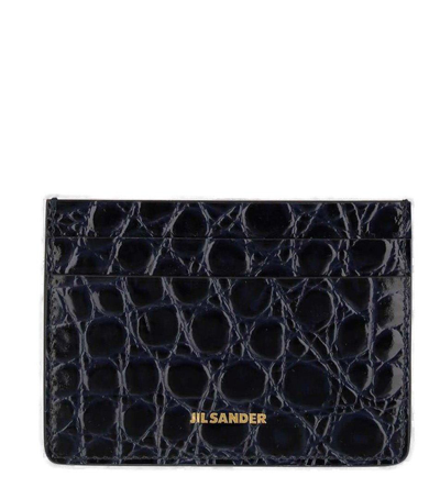 Jil Sander Embossed Logo Plaque Cardholder In Blu