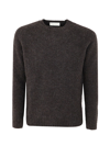 Filippo De Laurentiis Hammer Long Sleeve Round Neck Pullover In Cocoa