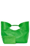Alexander Mcqueen The Large Bow Leather Tote Bag In Acid Green