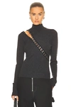 Monse Hook-and-eye Cutout Rib Sweater In Charcoal