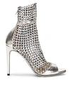 René Caovilla Galaxia Crystal-embellished Mesh And Metallic Watersnake Sandals In Silver  Crystal  & Honey