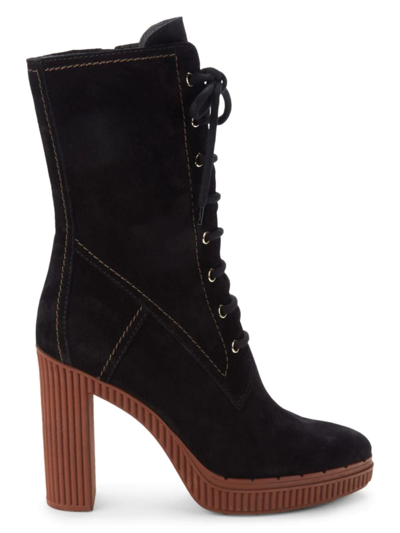 Tod's Women's Suede Block Heel Ankle Boots In Black