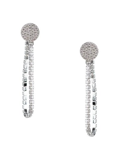 Cz By Kenneth Jay Lane Women's Look Of Real Rhodium Plated & Cubic Zirconia Earrings In Brass