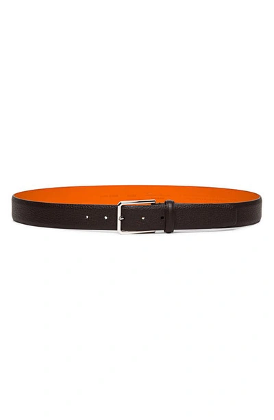 Santoni Reversible Leather Belt In Brown