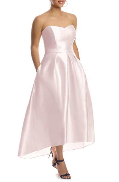 Alfred Sung Full Length Strapless Sateen T In Blush