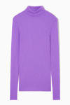 Cos Slim-fit Merino Wool Turtleneck Top In Purple