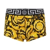 Versace Barocco-print Cotton-stretch Boxer Briefs In Black Gold