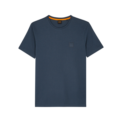 Hugo Boss Navy Logo Cotton T-shirt In Blau
