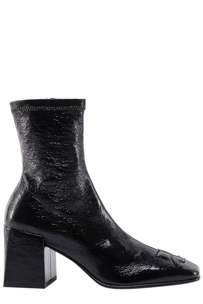 Courrges Vinyl Ankle Boots Woman Black In Leather