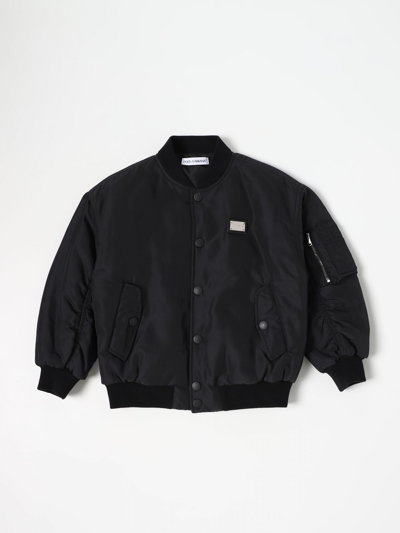 Dolce & Gabbana Kids' Nylon Bomber Jacket In Black