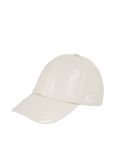 Courrges High-shine Baseball Cap In White