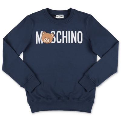 Moschino Kids Logo Printed Crewneck Sweatshirt In Navy